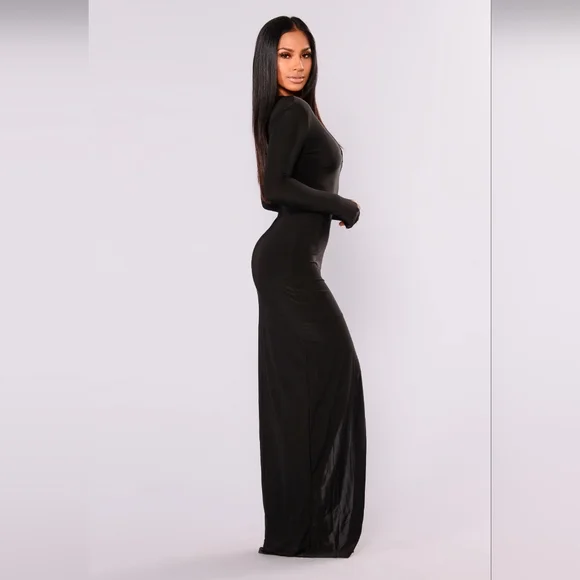 🥀🌻 Long Sleeve Thigh High Slit Dress - Picture 6 of 7